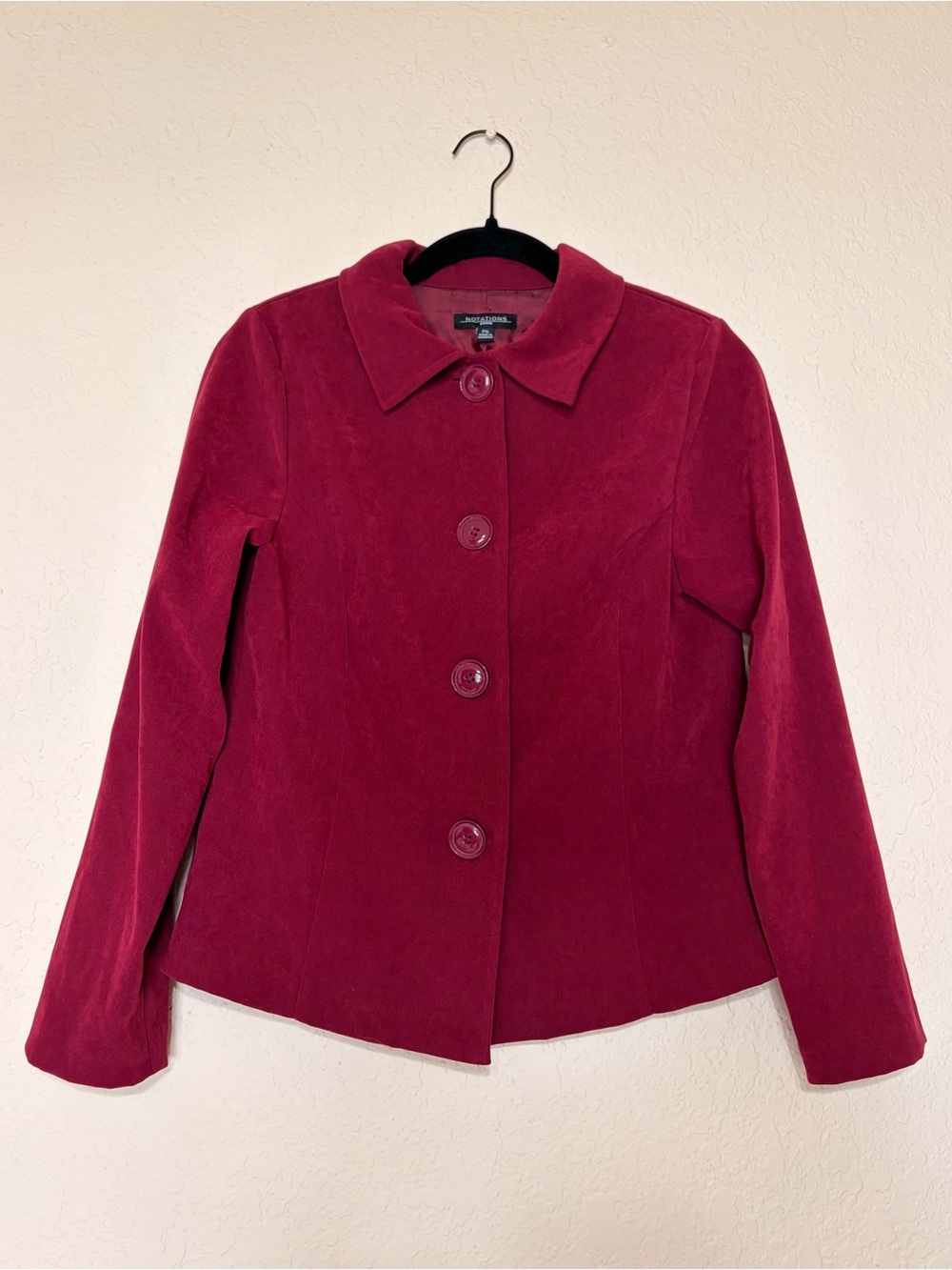 Notations Petite Women's Berry Pink Button-Front Blazer